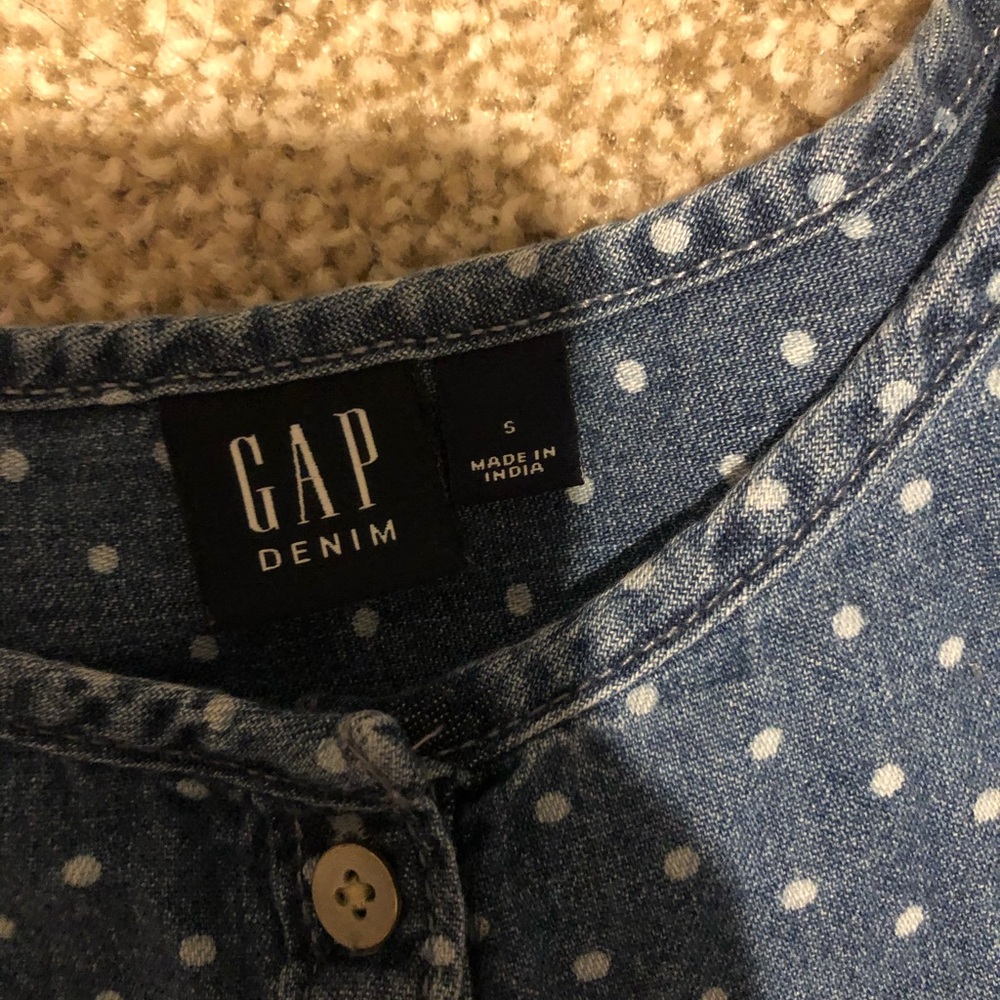 GAP Girls BNWOT denim polka dot dress - Picture 2 of 5